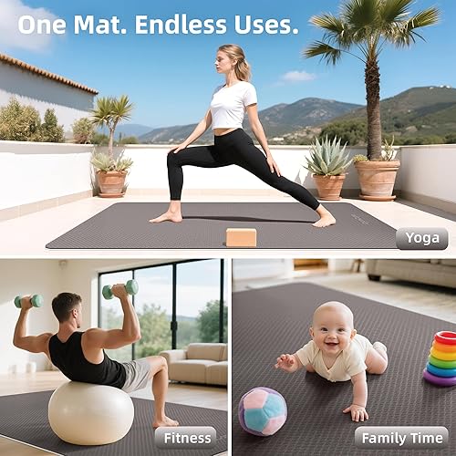 Miniatura 7 de Extra Large Yoga Mat 72"x48" or 78"x57", 14"12" Thick Mat for Women & Men, TPE Non-Slip Pilates Mat for Home Gym, Yoga, Stretching, Meditation