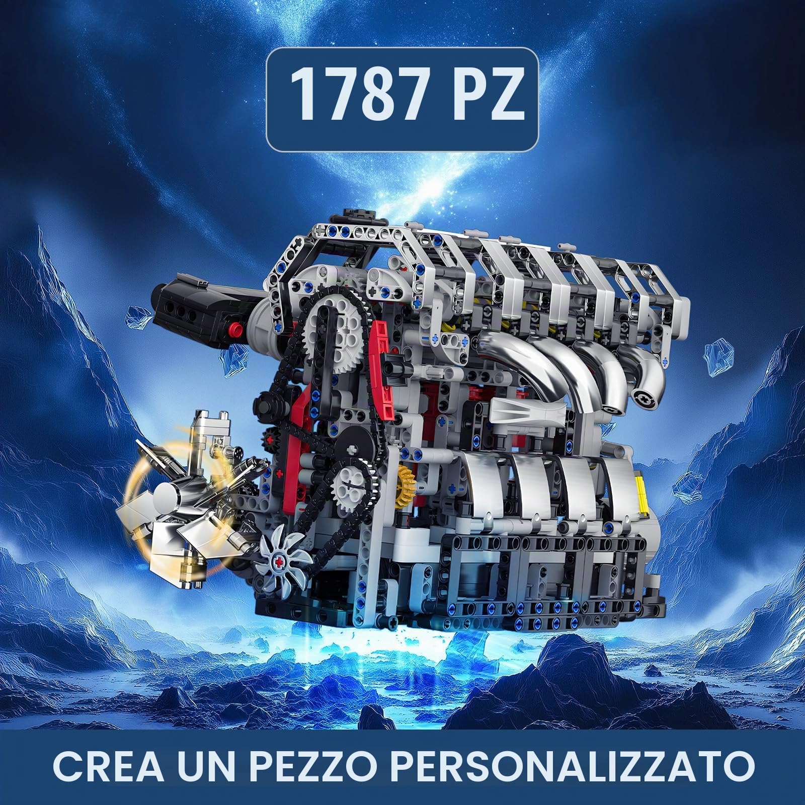 Mould King 10087 Tecnica L4 Engine Kit Building Blocks Modello Motore Morsetto Blocchi Motore Simulazione con Kit Motore Funzionale per Adulti (1787 Parti)