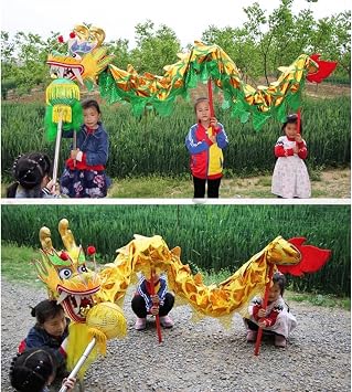 Chinese Dragon Dance Set 1m/3m/5m/8m Silk Dragon Dance New Year Lion Dance Head Show Halloween Performance Lion Dance
