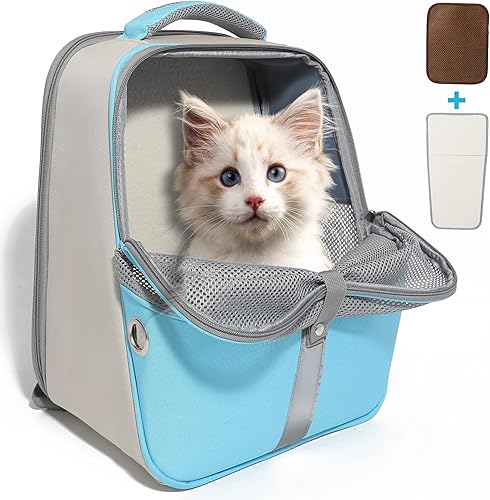 MIENOW Mochila transportadora para gatos, transportador ventilado para cachorros, aprobado por aerolíneas, plegable, impermeable, Oxford, para