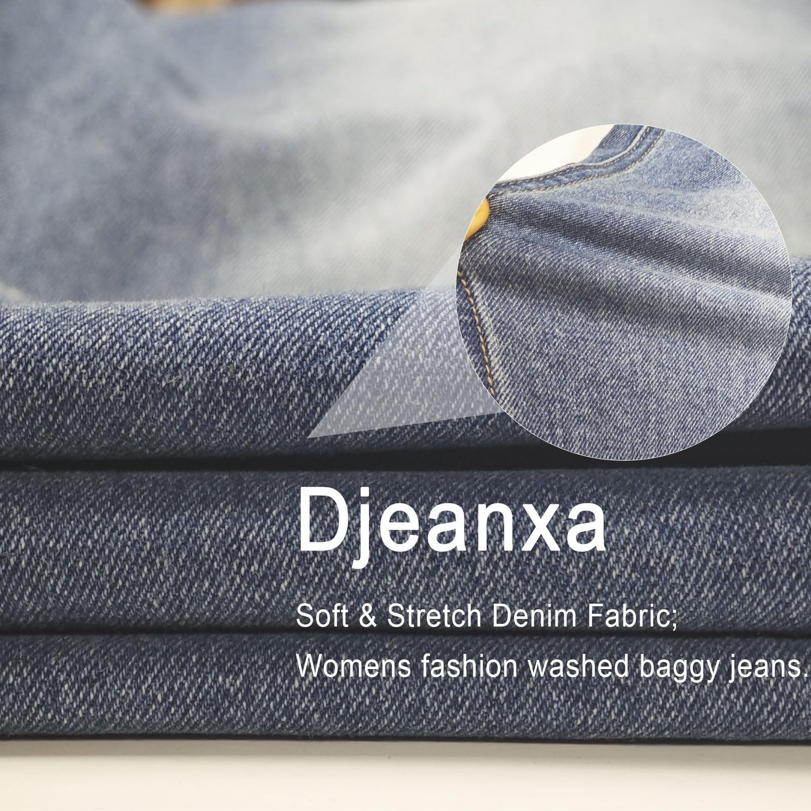 Damen Low Rise Baggy Jeans Gewaschene Straight Wide Leg Denim Pants Casual Loose Boyfriend Jeans Streetwear Hose