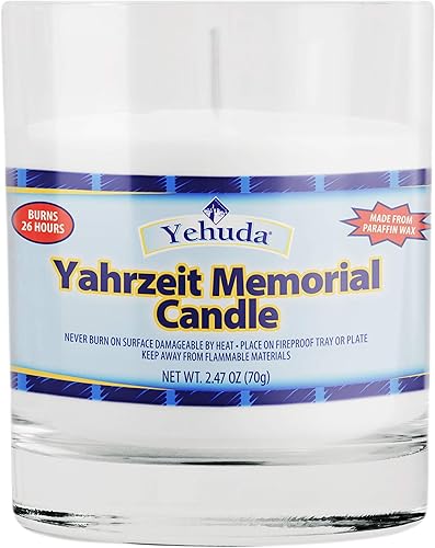 Miniatura 2 de Yehuda, Yahrzeit - Vela conmemorativa, vaso de vidrio (paquete de 24) velas de 24 horas, velas Yom Kippur, perfectas para apagones, tormentas y