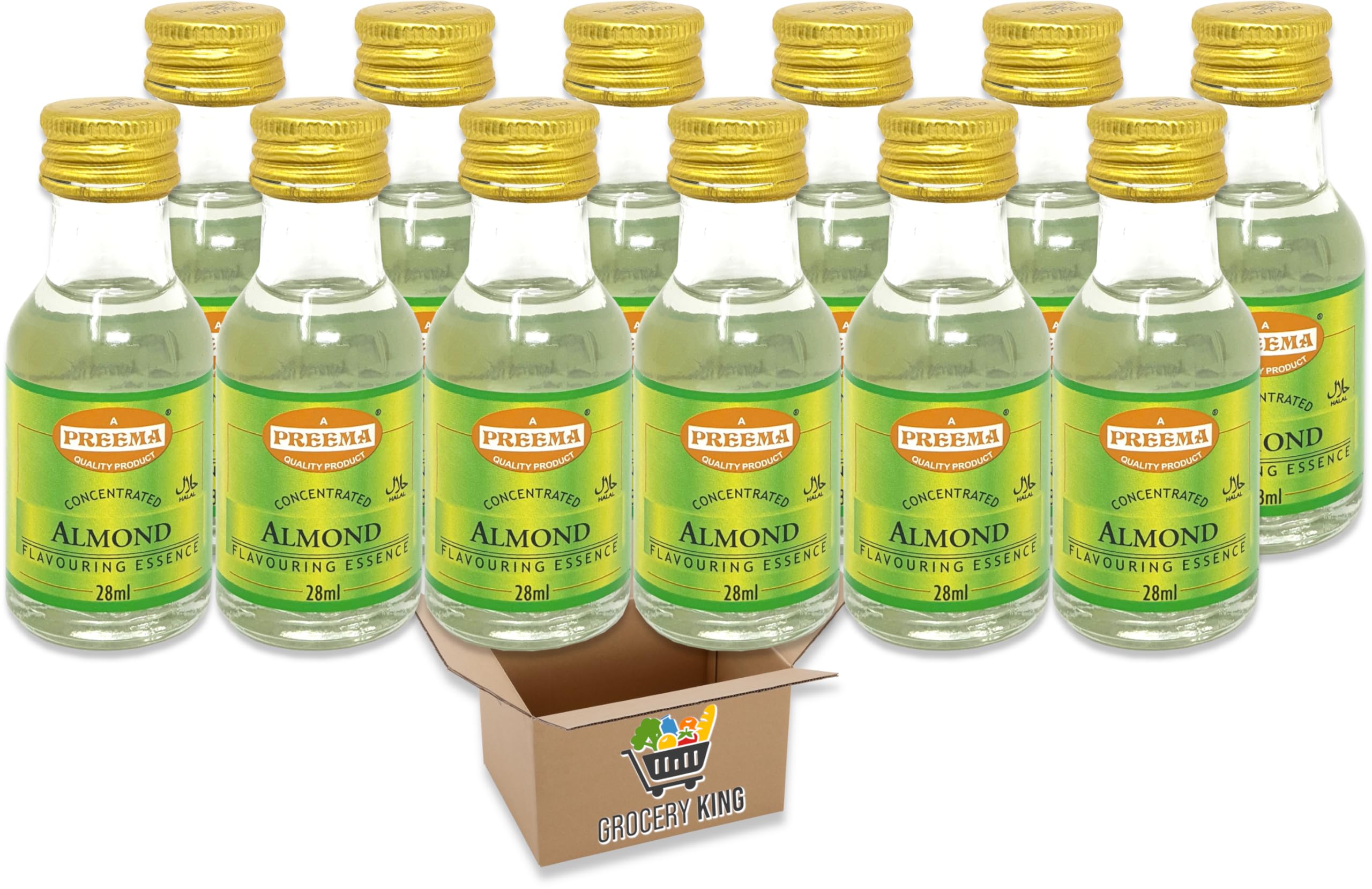 Flavouring Essence For 28ml | Pack Of 3 - Pack Of 6 - Pack Of 12 | For Cakes, Cookies, Boiled Sweets, Creams Grocery King (Almond Essence 28ml - Pack Of 12)