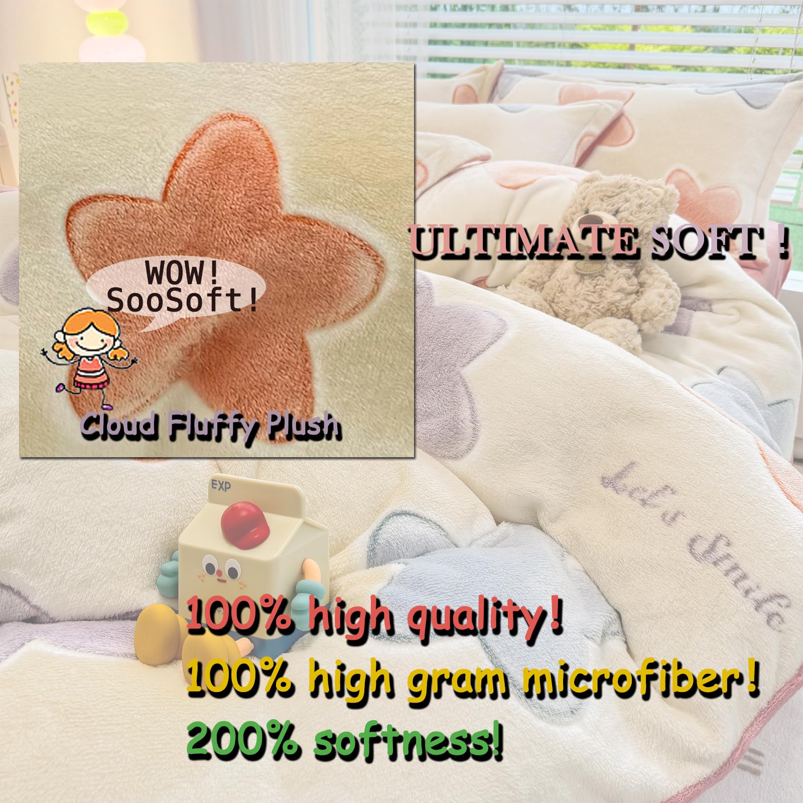 MorroMorn Twin Bedding Sets, Pink Duvet Cover Set, Kawaii Cream Cake Fluffy Comforter Covers Blanket Ultra Soft for Girls Kids Toddler Teen Women Twin/Twin XL Size