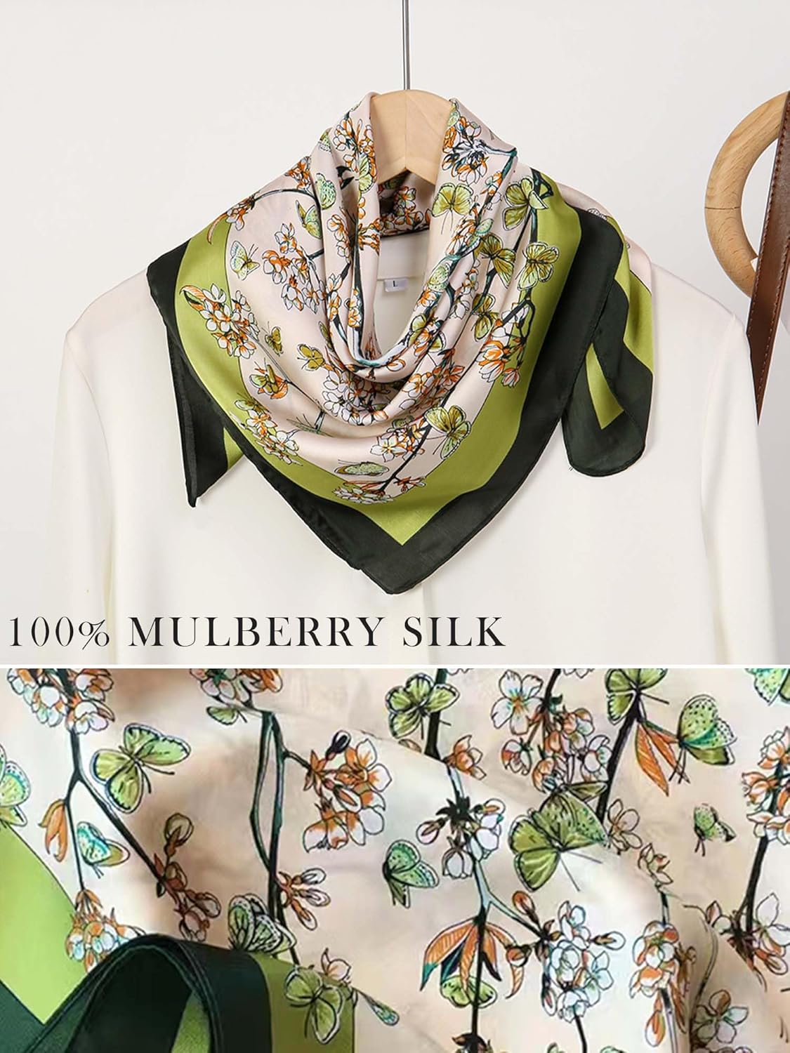 100% Mulberry Silk Scarf for Women Hair Lightweight Square Neckerchief Wrap For Head Scarves 21" - Image 4