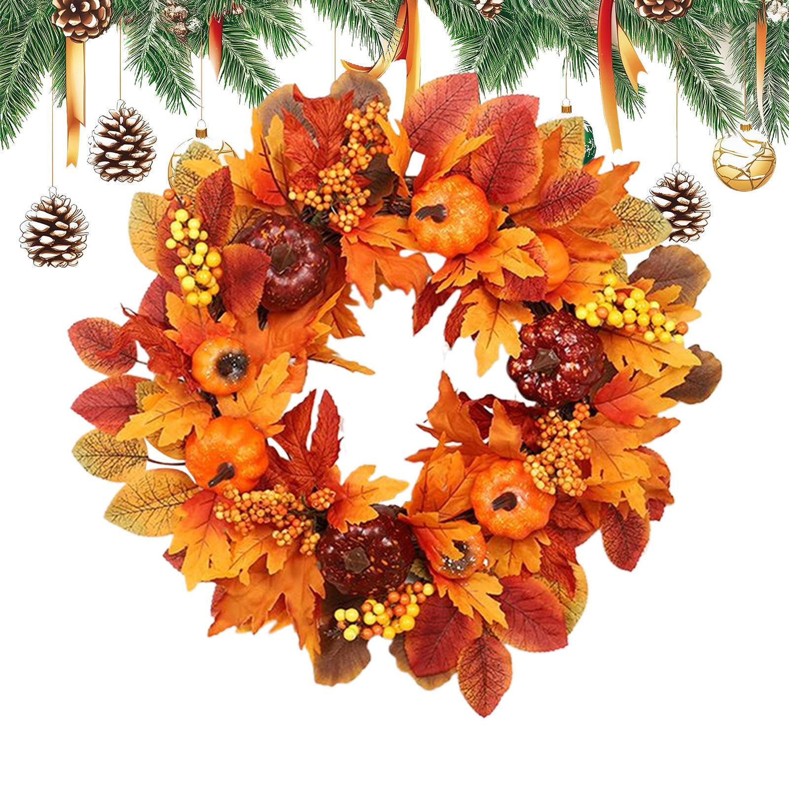 Couronne d'automne de 45 cm guirlande artificielle feuilles érable baies halloween