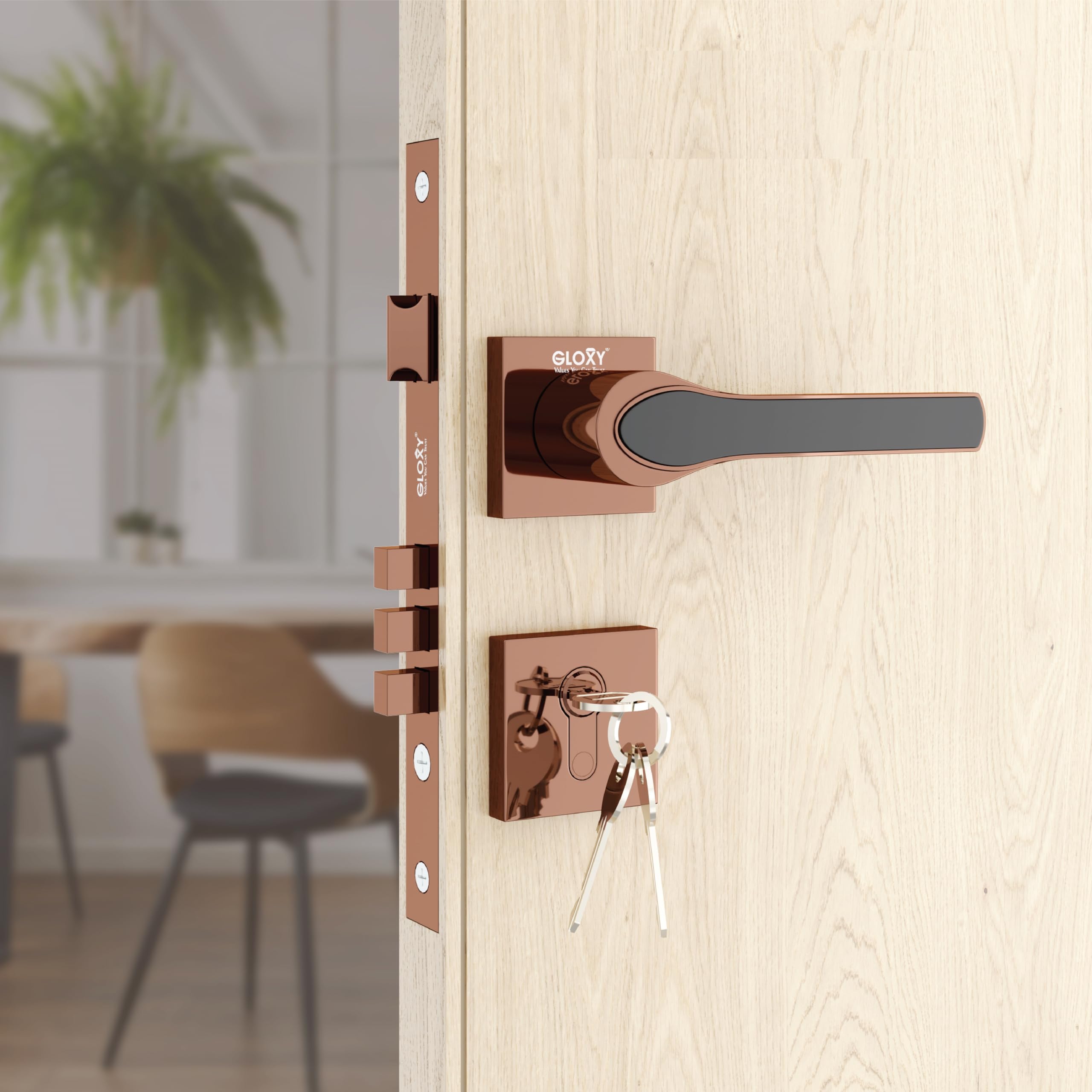 GLOXY Brass Mortise Lock for Doors | Bathroom Door Lock, Balcony, Store Room keyless Handle Set for Main & Internal Doors in Residential & Commercial Spaces | Durable Lock Body | Rose Gold Finish (B0CX1VQSK2) Amazon Price History, Amazon Price Tracker