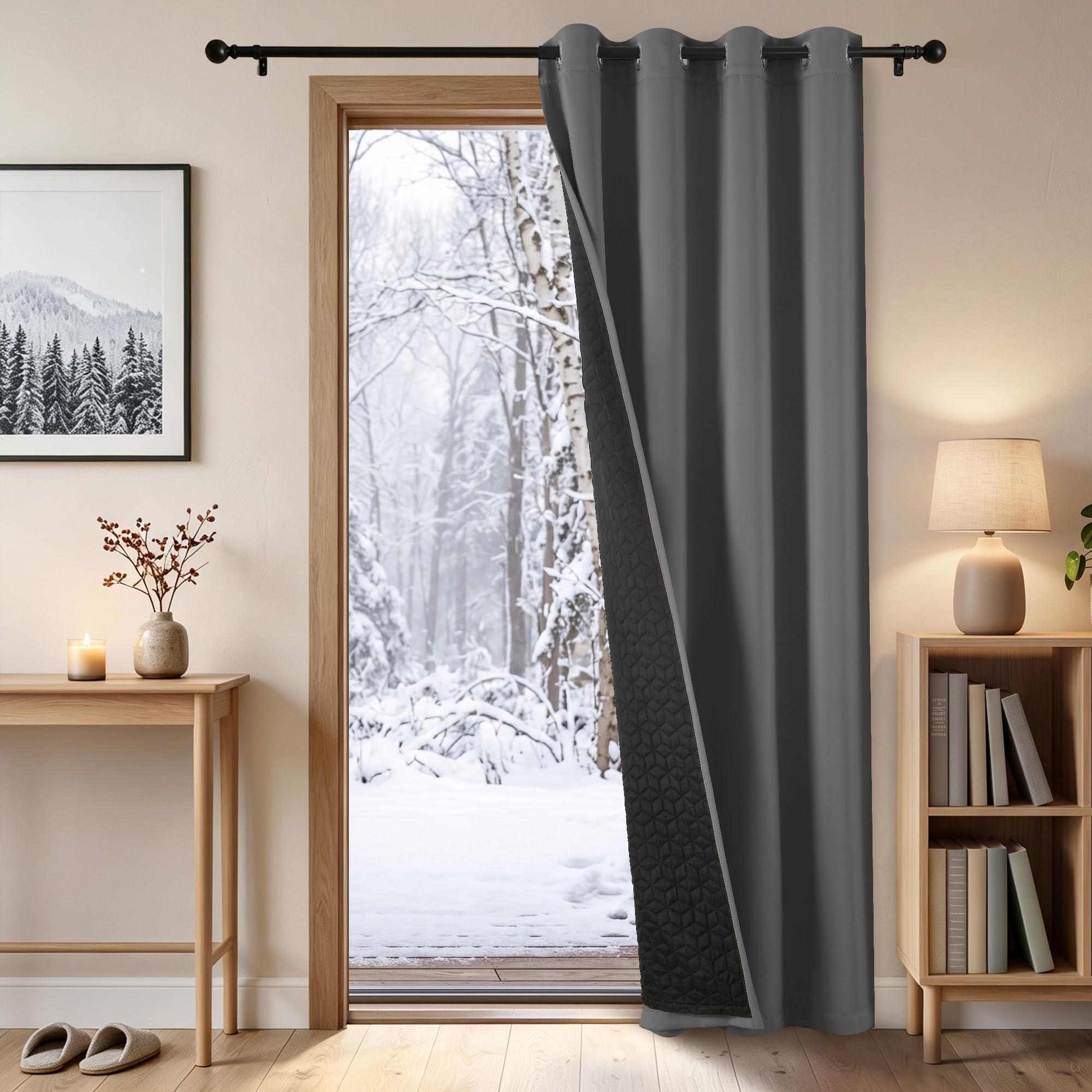 JIUZHEN Doppellagige Blickdicht Vorhang Gegen Kälte und Hitze, H260xB140cm