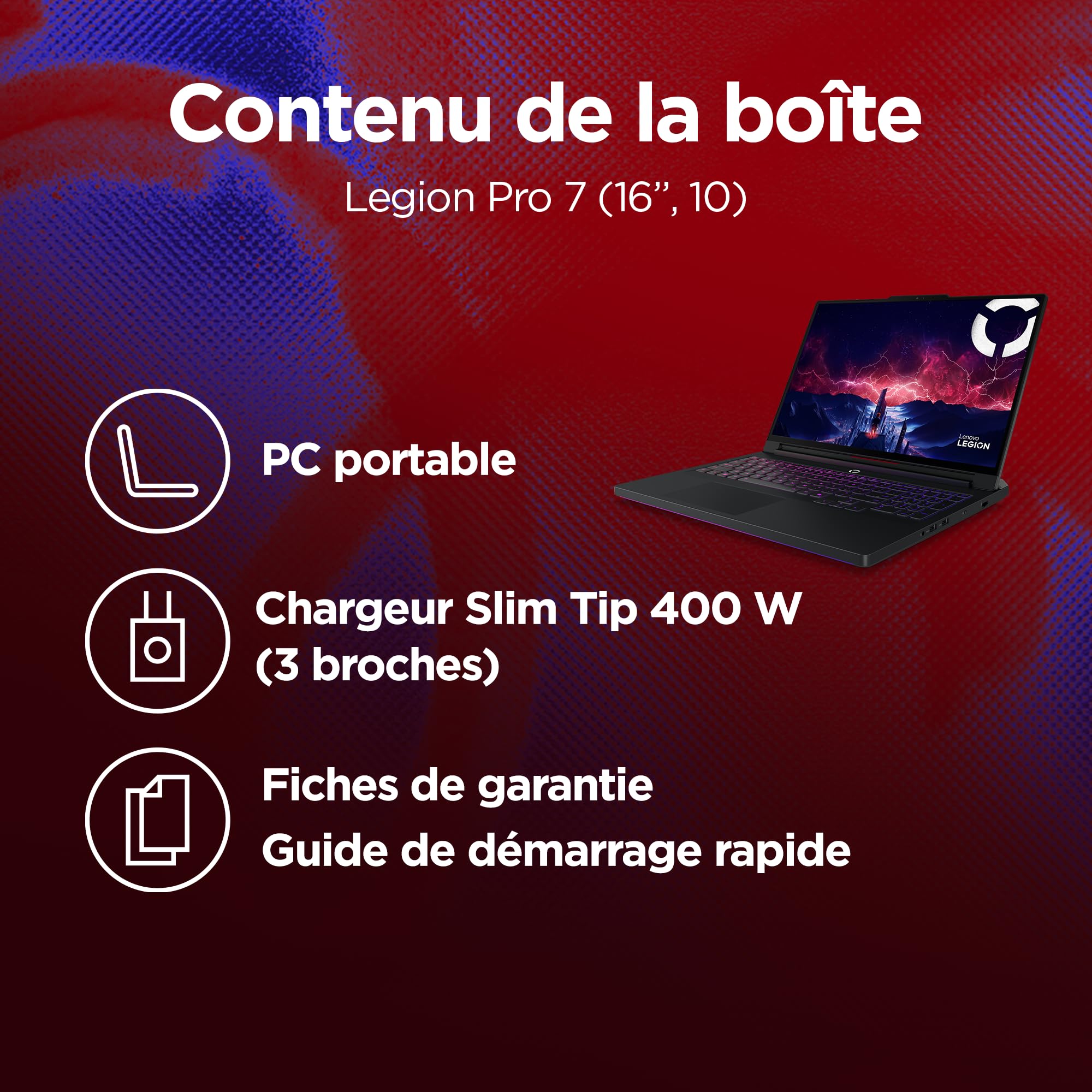 Lenovo Legion Pro 7 16AFR10H - Ordinateur Portable Gaming 16'' OLED (AMD Ryzen 9 9955HX3D, RAM 64Go, SSD 2To, NVIDIA RTX 5080 16GB) Clavier RGB rétroéclairé AZERTY Français - Noir Eclipse