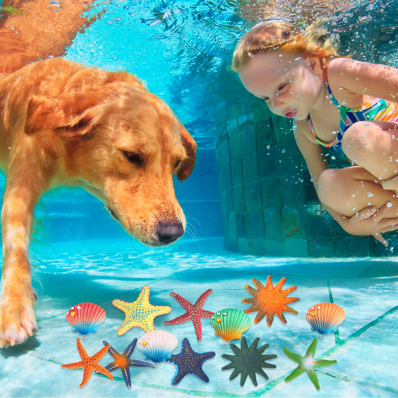 14 Figuras De Estrellas De Mar Y Conchas De Goma – Set De Animales Marinos Para Piscina Y Playa, Se Hunden En El Agua, Colores Vivos