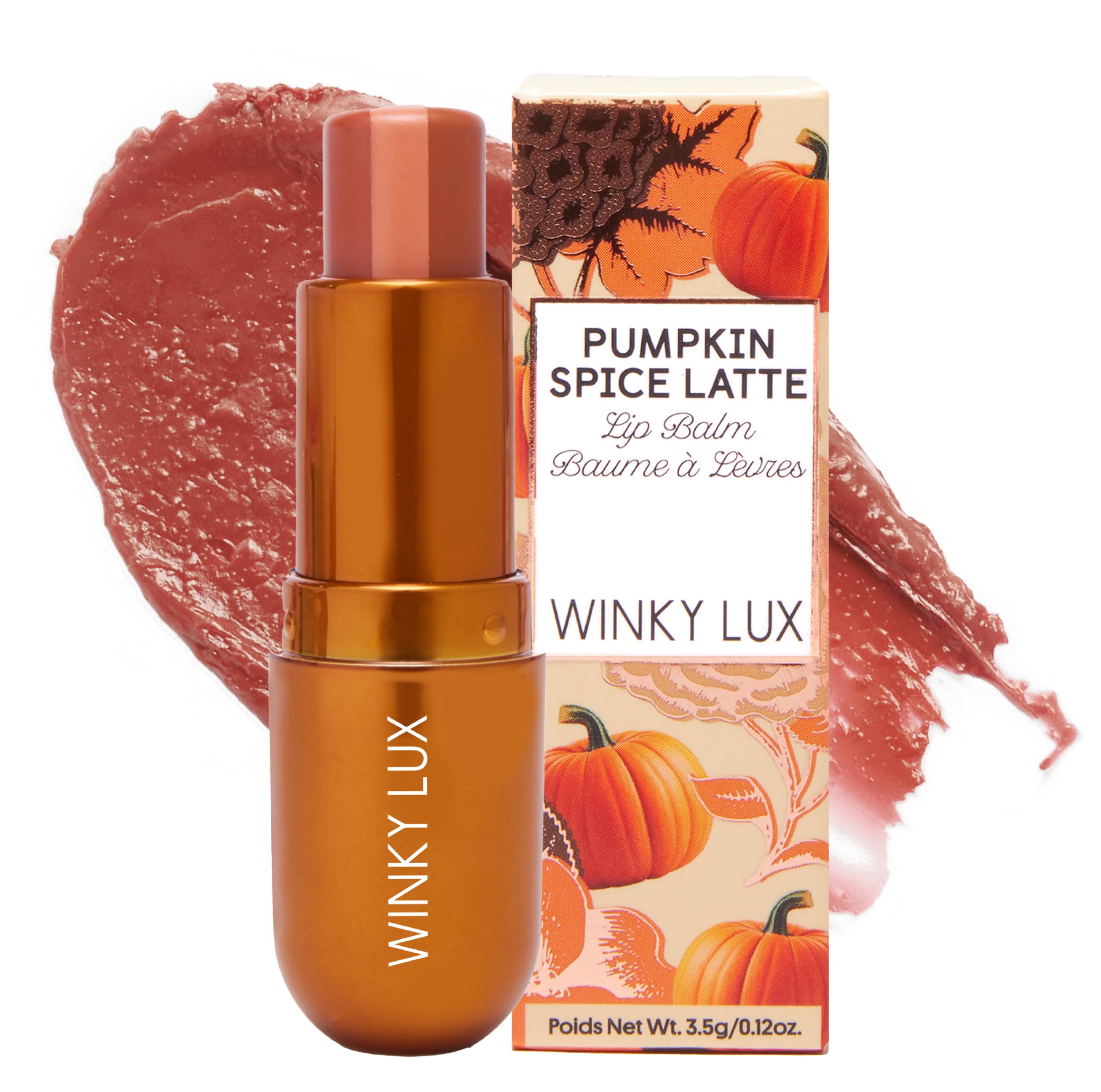 WINKY LUX Pumpkin Spice Latte Scented Lip Balm, Hydrating Sheer Nude Tint