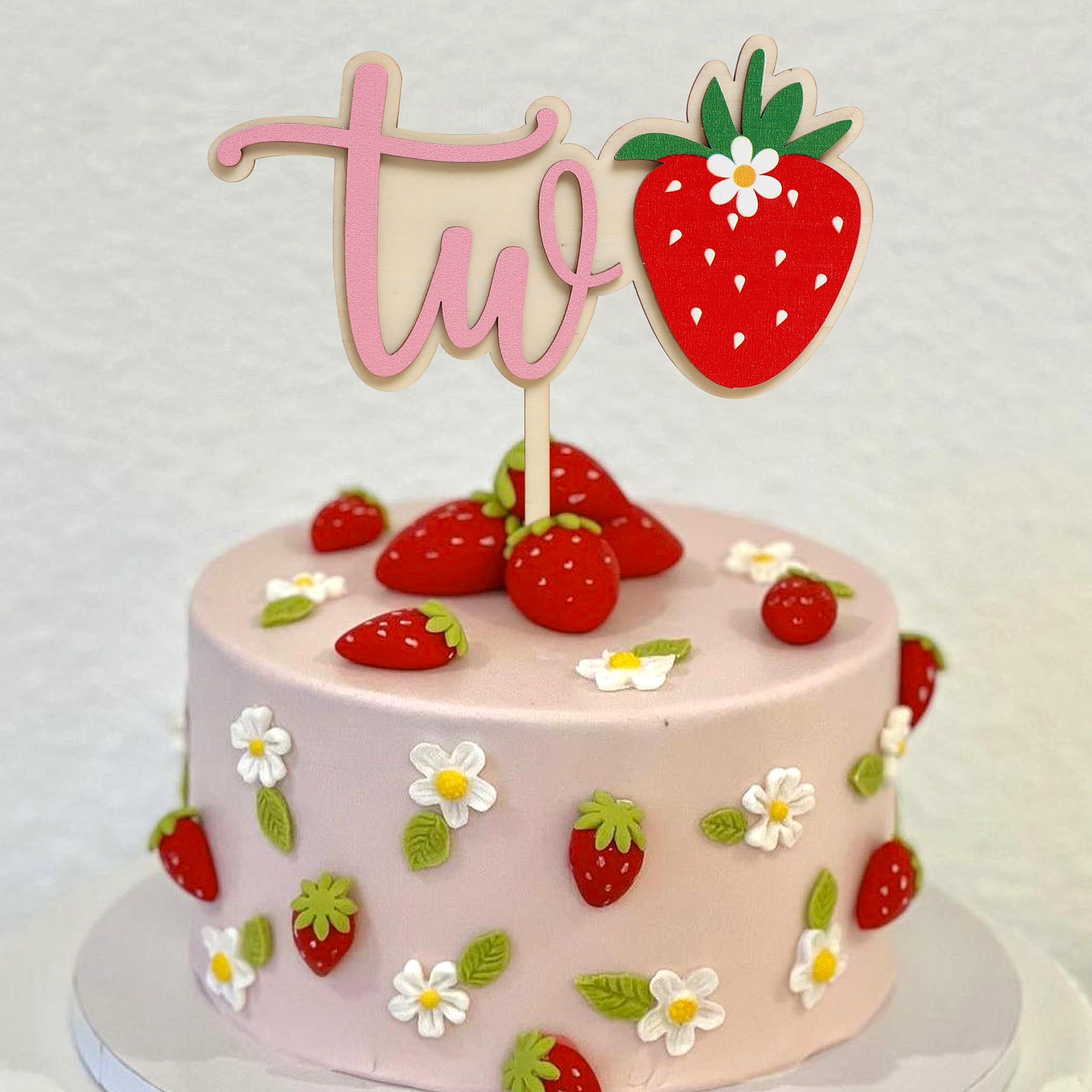 Amazon.com: Sweet Two Wooden Cake Topper - Strawberry Cake Smash