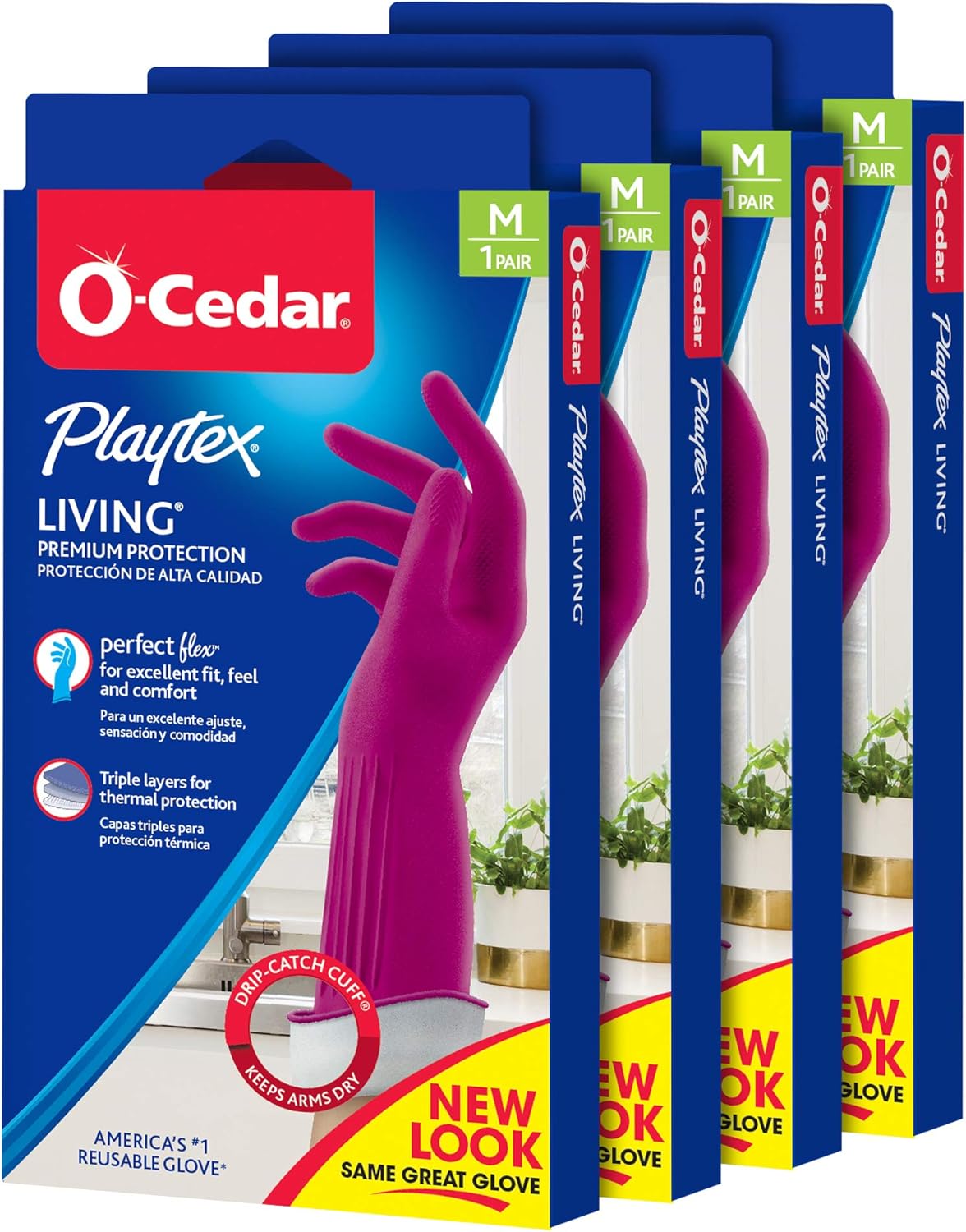 O-Cedar Playtex Gloves Living Reuseable Rubber Cleaning Gloves