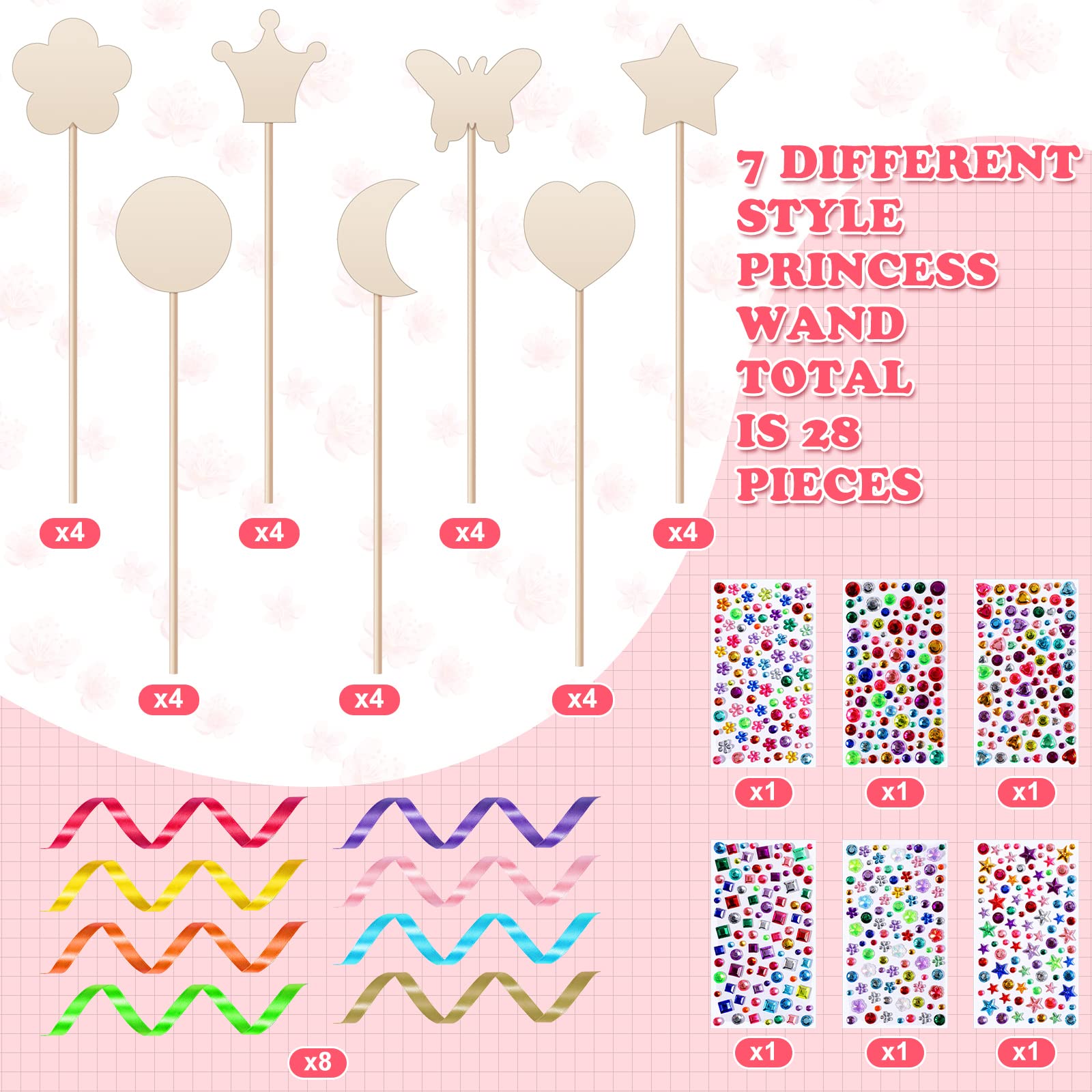 Pllieay Kit De 18 Varitas De Hada De Madera Sin Terminar Con Pegatinas De Gemas – Manualidad De Princesa Para Fiestas Y Decoración