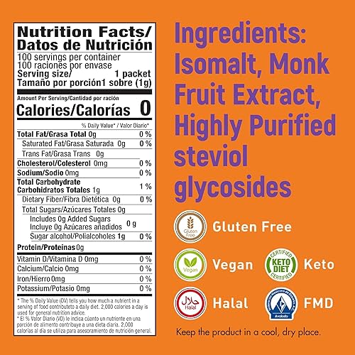 Miniatura 2 de Monki Edulcorante cero calorías 100 paquetes