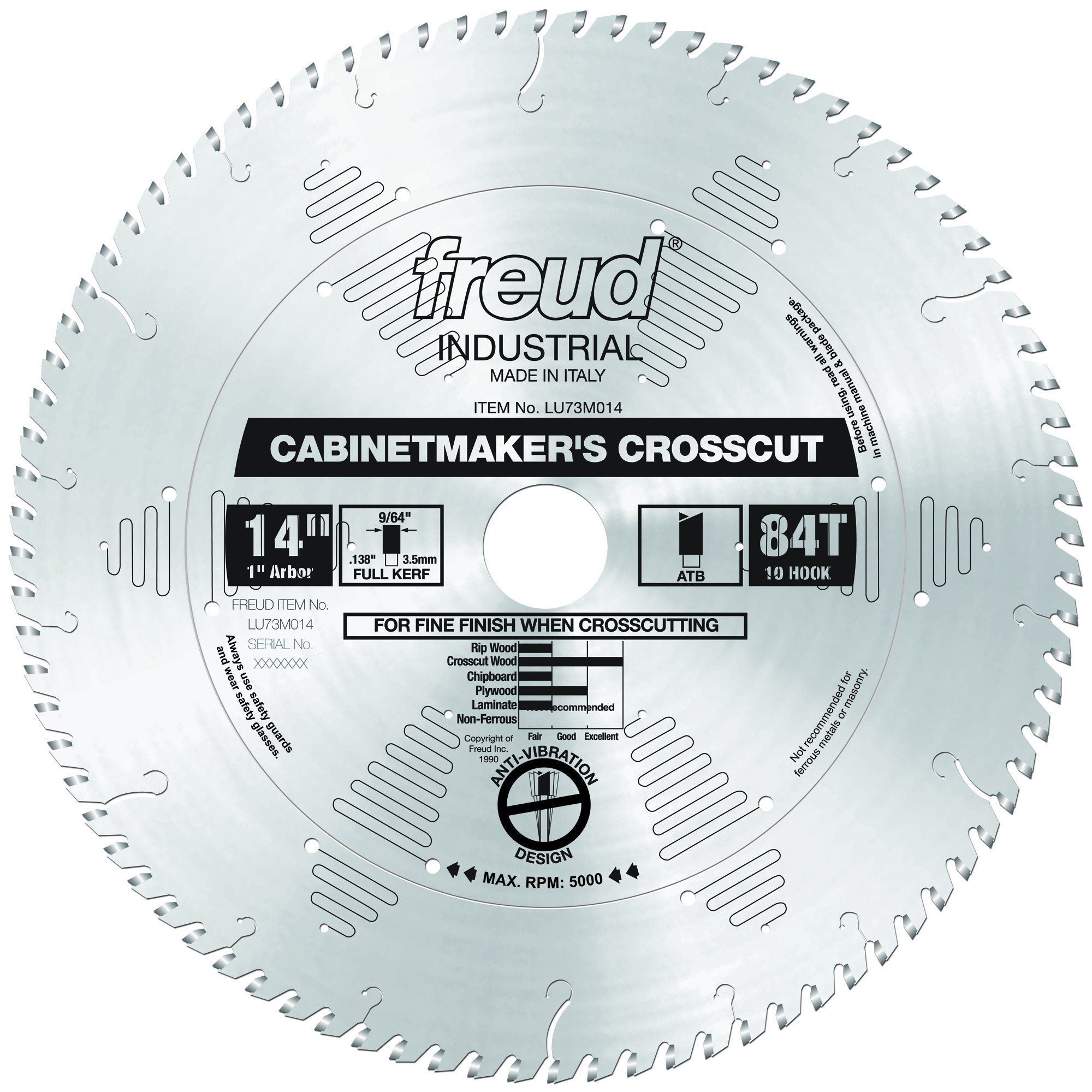 Freud LU71 M014 multiuso, 35,6 cm, 42 denti, lama per sega con 2,5 cm Arbor, LU73M014