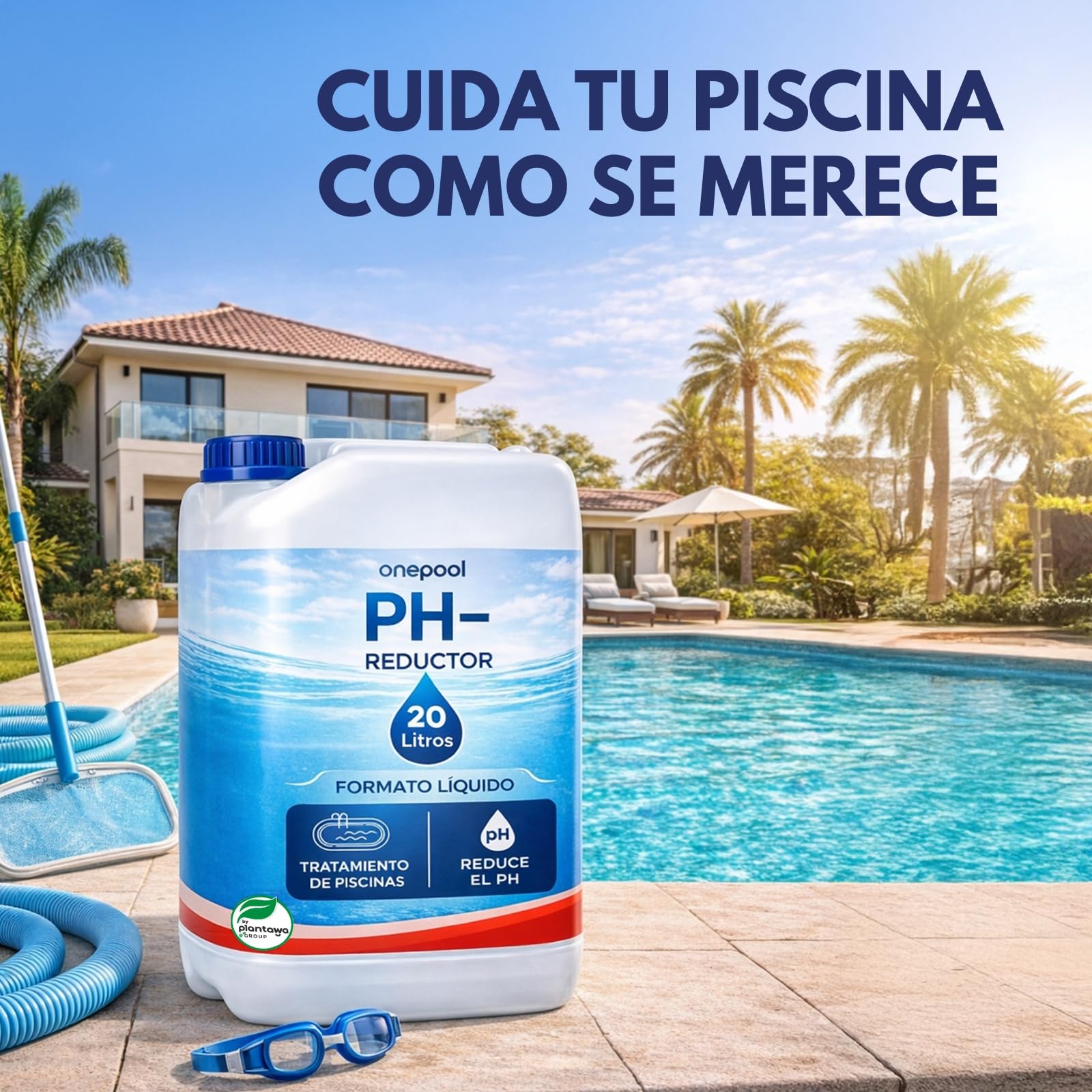 Onepool Reductor pH Piscina 20L | pH Minus Líquido | Regulador de pH para Piscinas Salinas y Clorador Salino | Fácil Dosificación