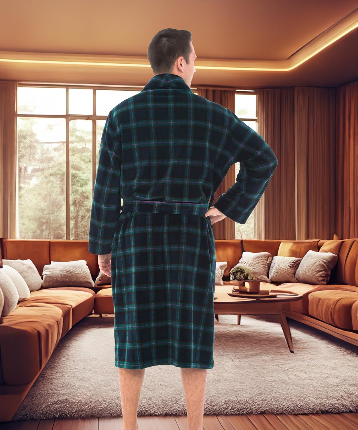 Alexander Del Rossa Mens Robe Plush, Bath Robe for Men, Lightweight Robes, Warm Fleece Bathrobe - Image 3