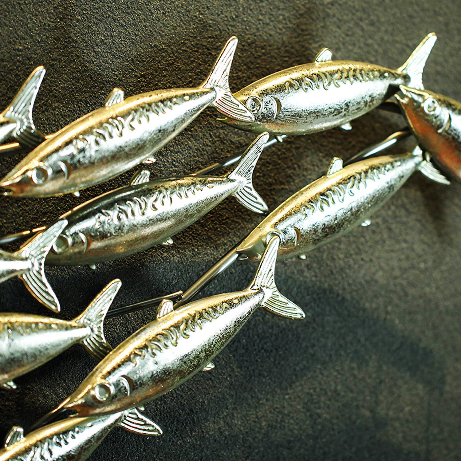Amazon.co.jp: 金属魚壁装飾航海沿岸魚群壁彫刻ヴィンテージシルバー魚