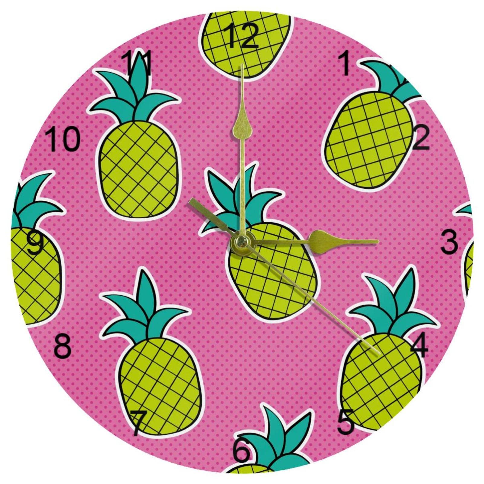 Horloge murale silencieuse sans tic-tac jaune pour cuisine et bureau