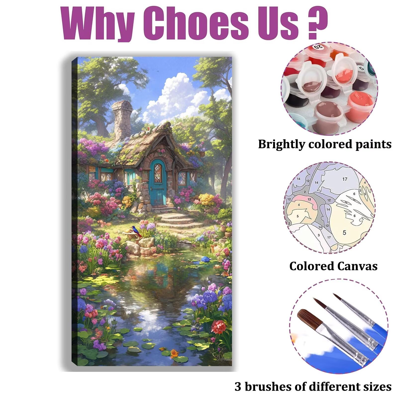Malen nach Zahlen Erwachsene Großes Format 60x120cm, Garten Panorama DIY Malset Komplettset auf Leinwand, Ohne Rahmen Acryl Ölgemälde Malen nach Zahlen Landschaft, Geschenk für Frauen, w-998k