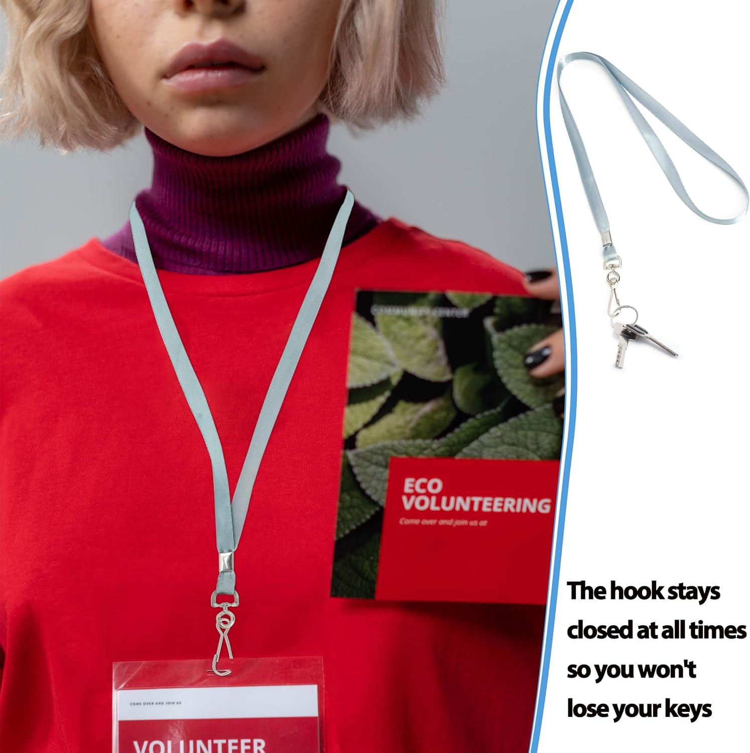 Lanyards for Id Badges Lanyards Safety Badge Lanyard 36" with Swivel Hook (Gray) - Image 6