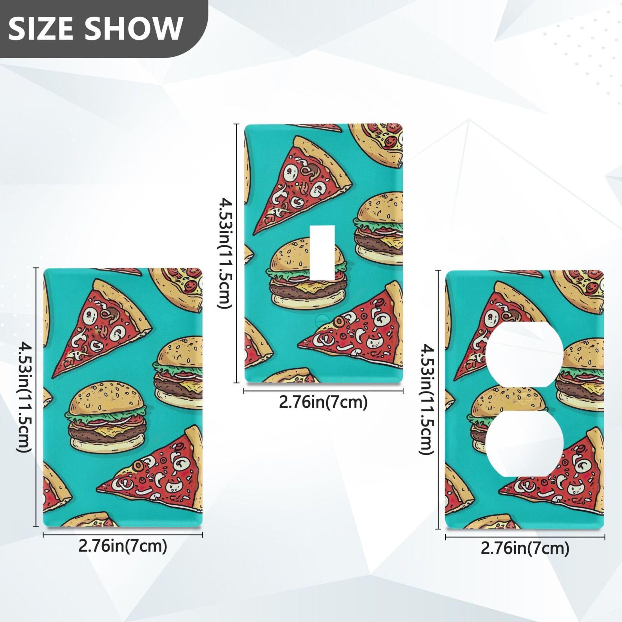 xigua Unused Outlet Wallplate Cartoon Pizza Switch Wall Plate Cover,Decorative Outlet Cover Switch Cover for Home Office Bedroom 4.53