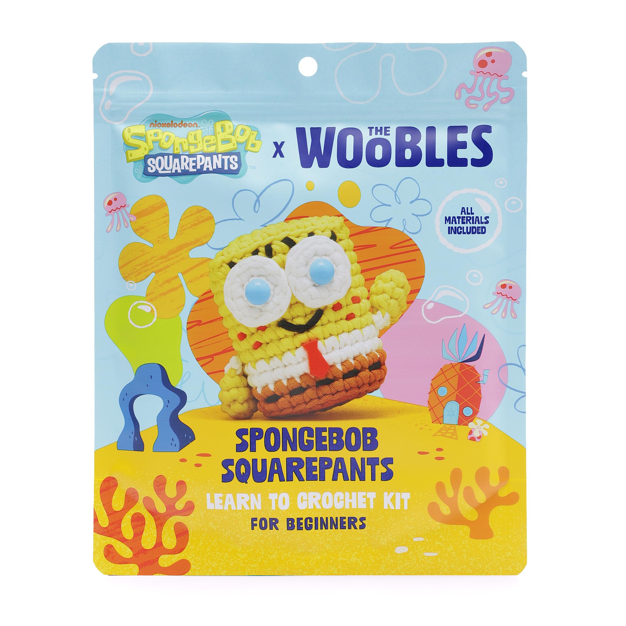 The Woobles Crochet Kit for Beginners – Spongebob Squarepants Craft Kit with Easy Peasy Yarn for Adults & Young Crafters, As Seen On Shark Tank, Step by Step Video Tutorials (Spongebob Squarepants) - 5