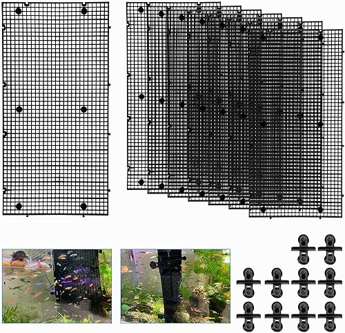 8pcs Fish Tank Divider with 10 pcs Suction Cups DIY Adjustable Aquarium Divider Filter Bottom Fish Tank Isolation Board Egg Crate