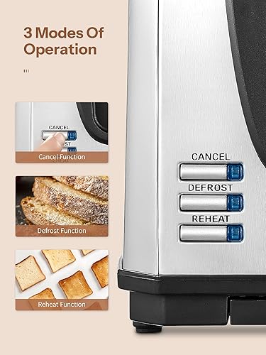 Miniatura 3 de Yabano Tostadora de 4 rebanadas, tostadora con ranura extra ancha y 7 ajustes de sombra, función de descongelación y recalentamiento, haz tostadas