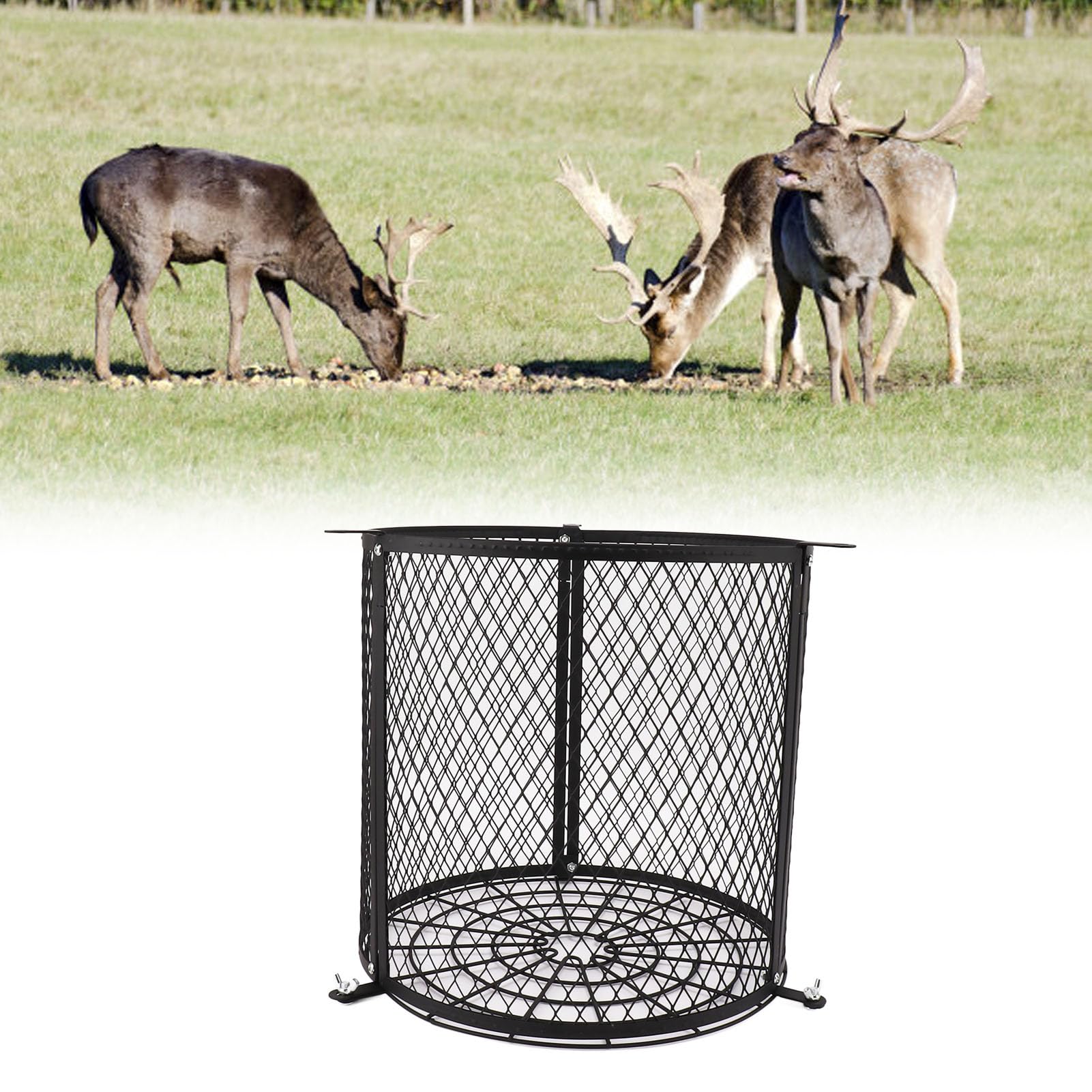 Gavigain Deer Feeder,Animal Feeder Cage Weatherproof Quick Lock Deer Feeder Guards Cage for Outdoor Forest Animal Cage for Feeder