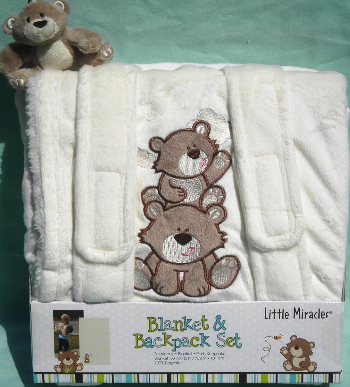 Little Miracles Blanket & Backpack Plush Teddy Bear