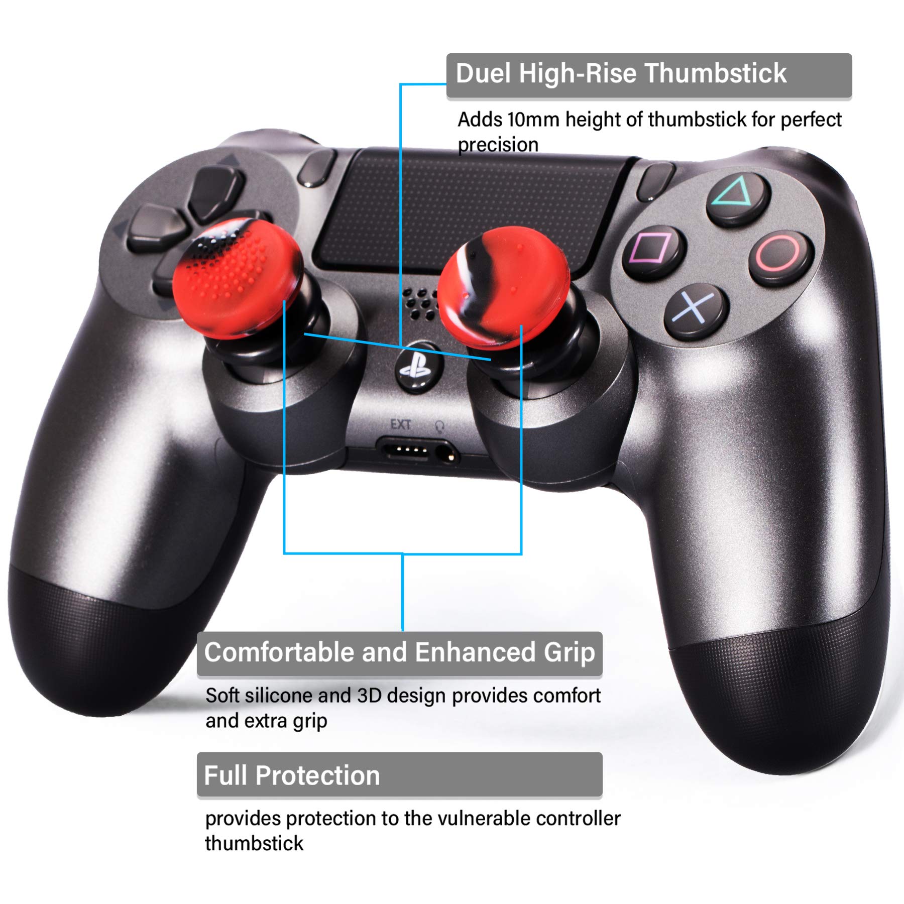 Ps4 Texture Joystick Controller EXtremeRate Black ThumbsGear V3