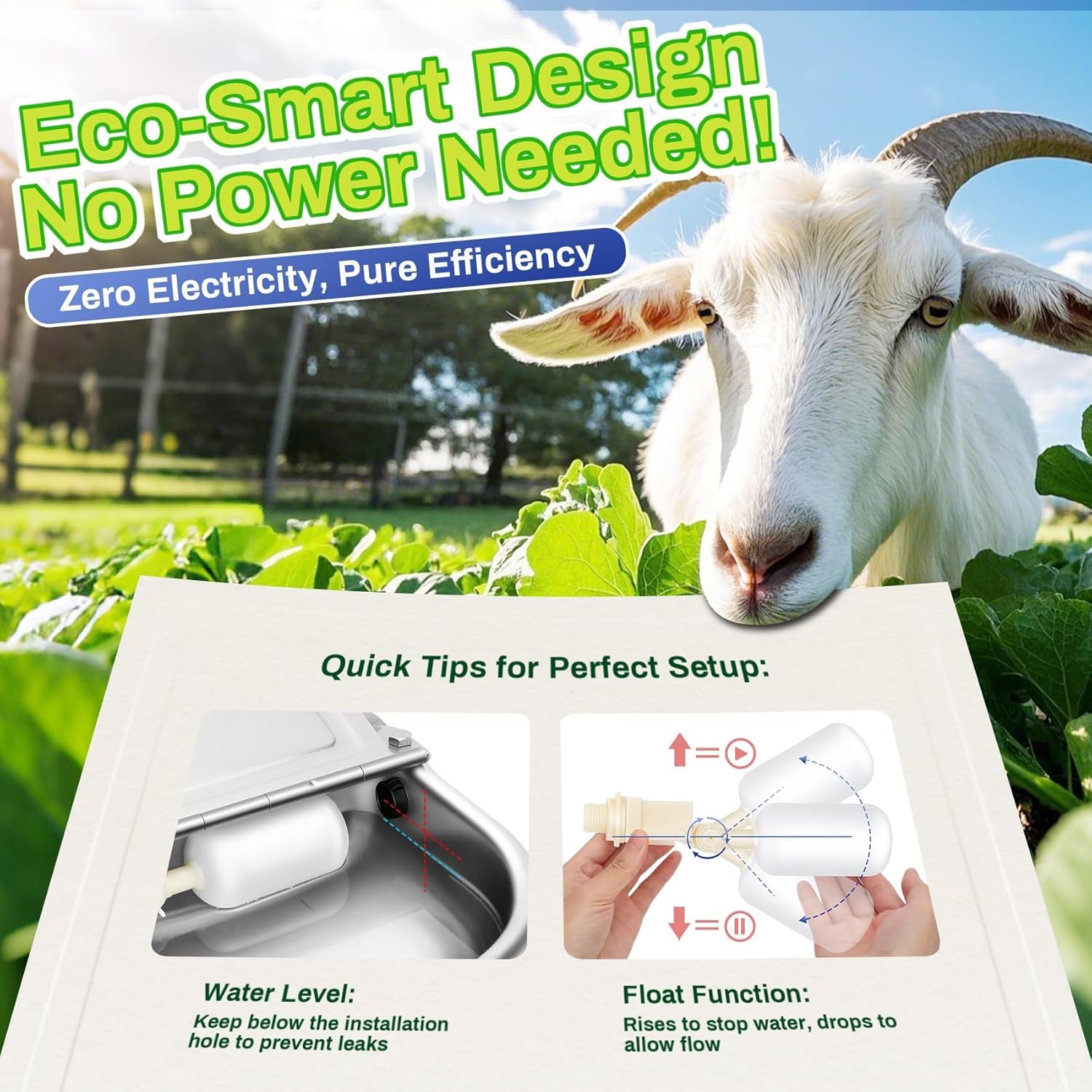 Automatic Animal Drinking Water Bowl with Float Valve, Extended Pipe & Drain Hole, Stainless Steel Waterer Feeder Farm Dog Dispenser Kit Self Filling for Livestock Horse Goat Water Trough