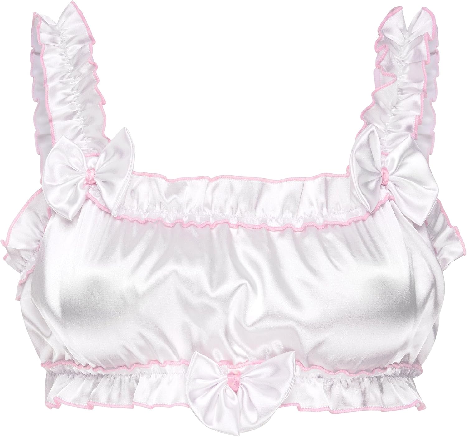 Satini Sissy Frilly Ruffled Fitted Silky Satin Lingerie Bralette