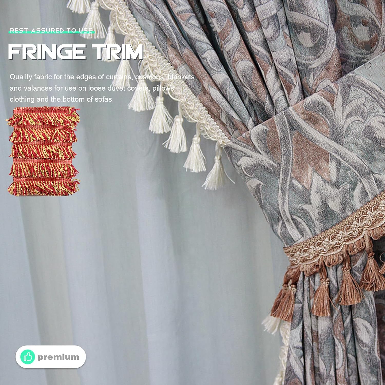 Fringe Trim Decorative Tassel Sewing Material for Curtains 14m