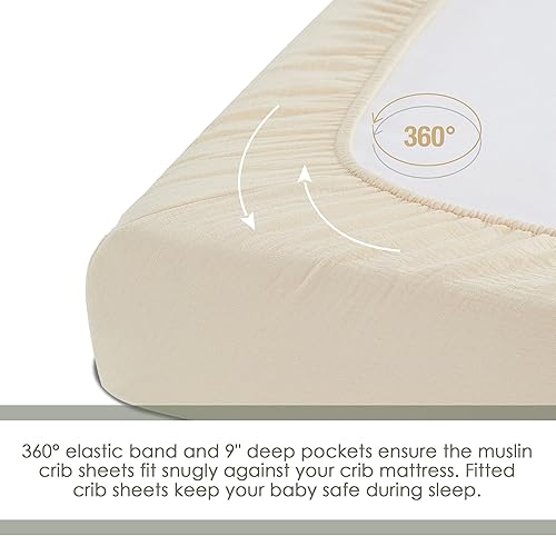 Miniatura 5 de CADECA - Juego de sábanas de muselina de alta calidad para cuna, para niñas y niños, con sábanas acogedoras, sábana de colchón de muselina neutra de