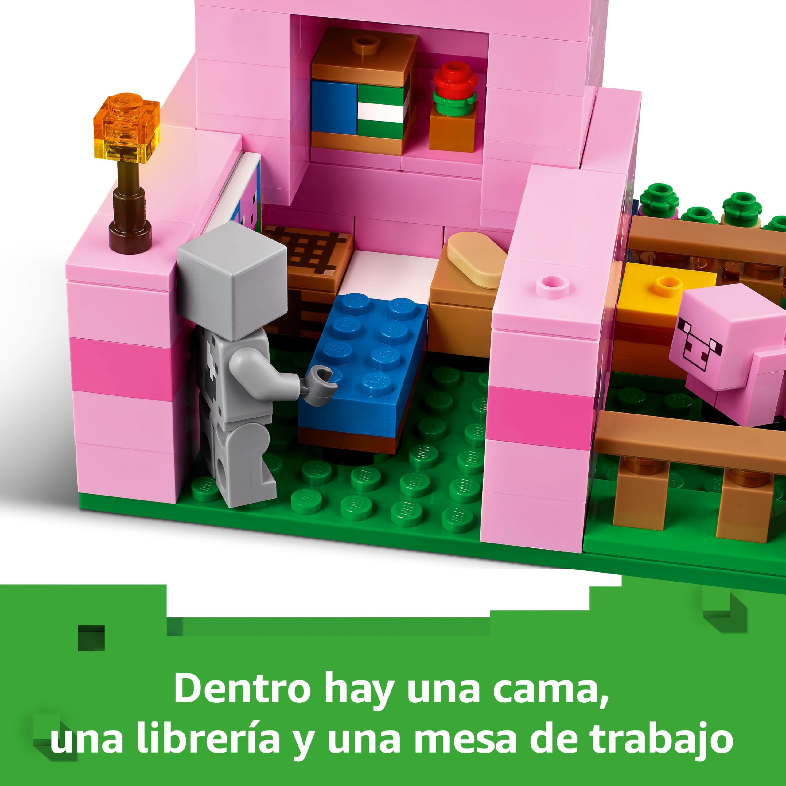 LEGO Minecraft La Casa-Cerdo Bebé, Granja con Animales de Juguete - Figuras de Héroe, Criaturas y Bioma de Granja y Bosque - Regalo Gamer para Niños y Niñas de 7+ Años 21268 — view 3
