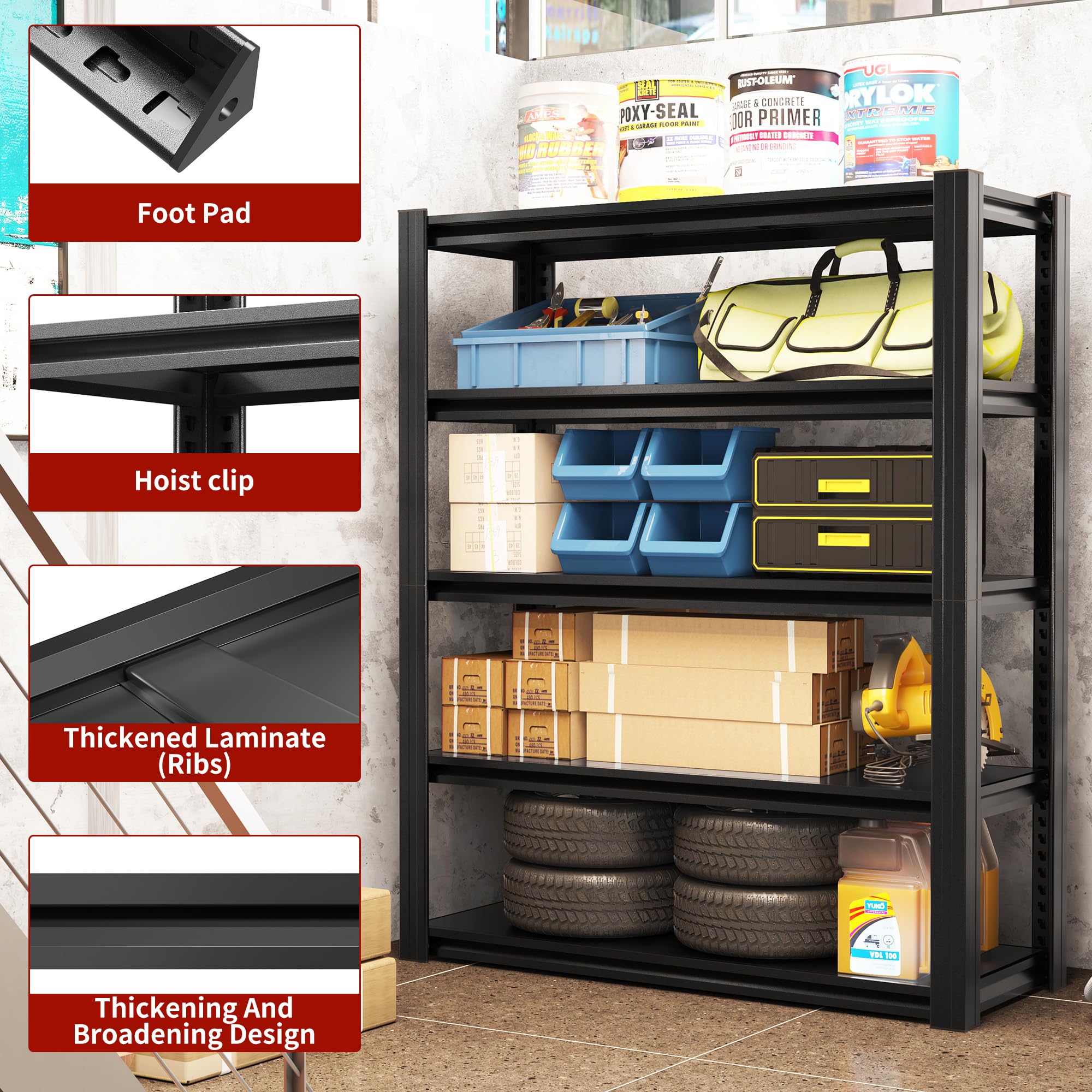 Amazon｜ガレージ収納棚、72×35.4×15.7インチのガレージシェルフ、2000