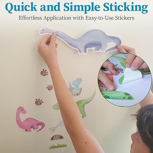 Miniatura 7 de Calcomanías de pared de dinosaurio para habitación de niños y niñas, calcomanías que brillan en la oscuridad, decoración extraíble grande para