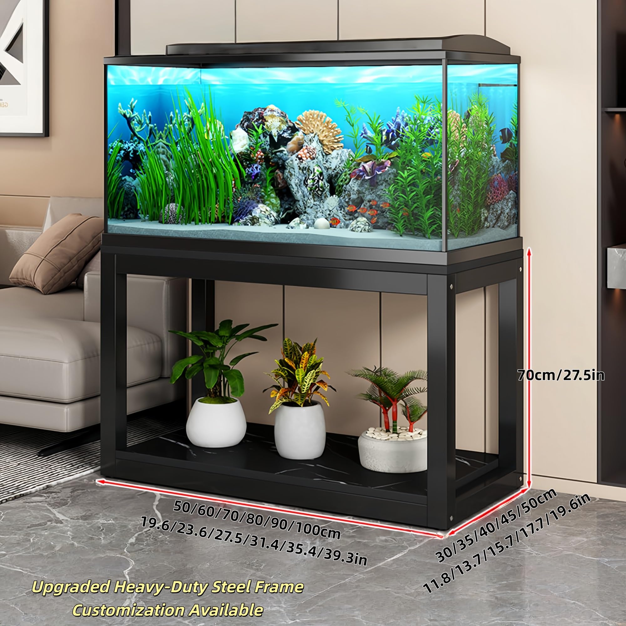 Soporte for Acuario, Mesa for Pecera, Estructura De Acero Reforzado, Tablero Grueso, Accesorios De Ferretería, Apto for Salones Domésticos(60x35x70cm(23.6x13.7x27.5in))