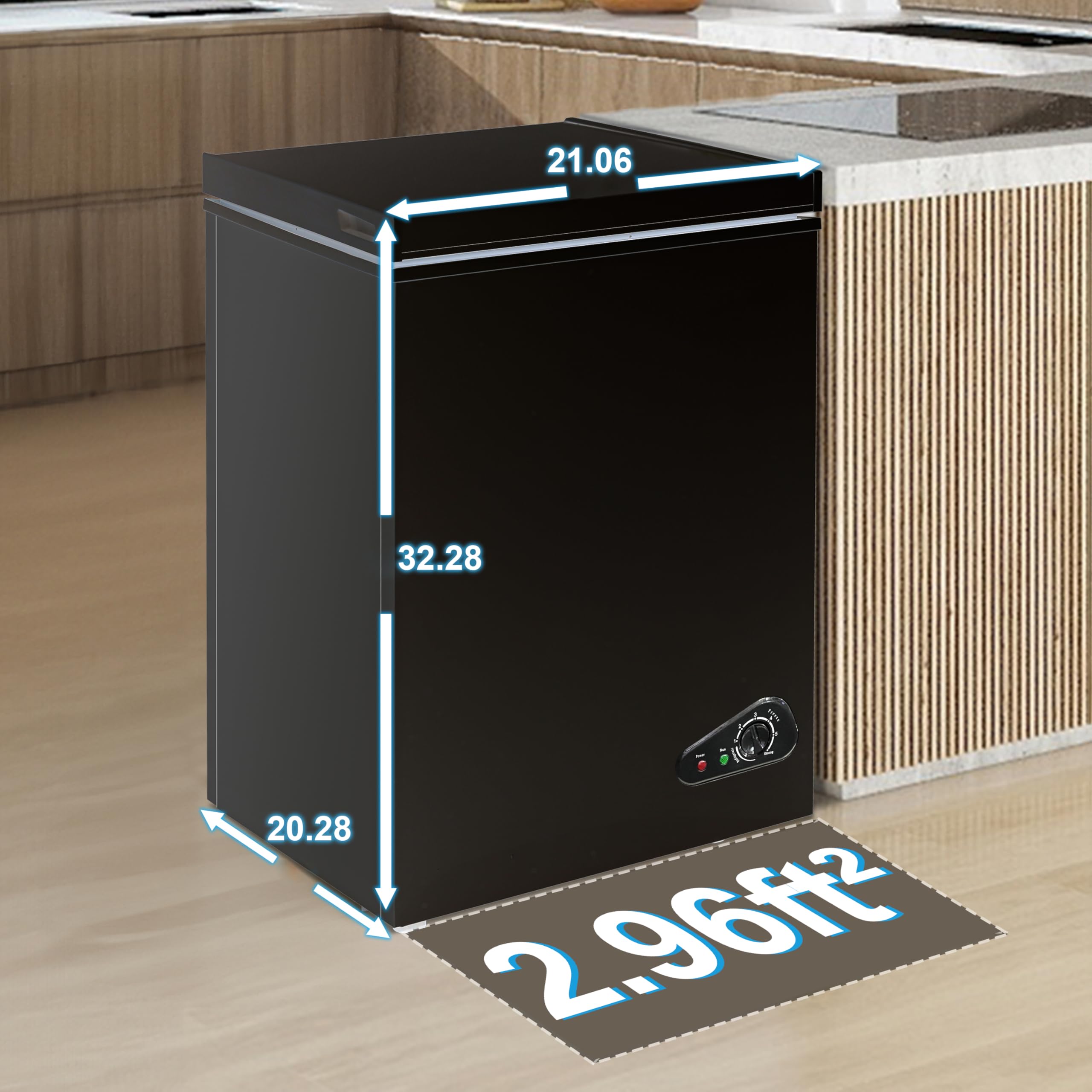 Chest Freezer 5.0 Cu.Ft Deep Freezer With 2 Removable Basket Small Freezer, Adjustable 6 Thermostat,Free-Standing Top Door, Energy Saving, Quiet Mini Freezer For Home/Garage/Dorm, Black on Fridge.com - View 6