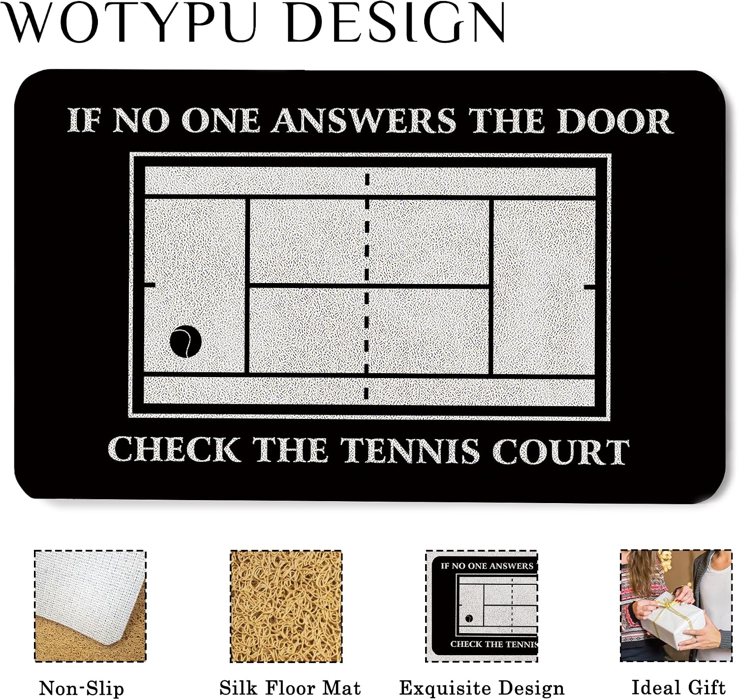Funny Doormat, Tennis Players Lovers Welcome Mats for Front Door, If No One Answers The Door Check The Tennis Court Doormat Outdoor Indoor Entrance Entryway, 17x30 Inches