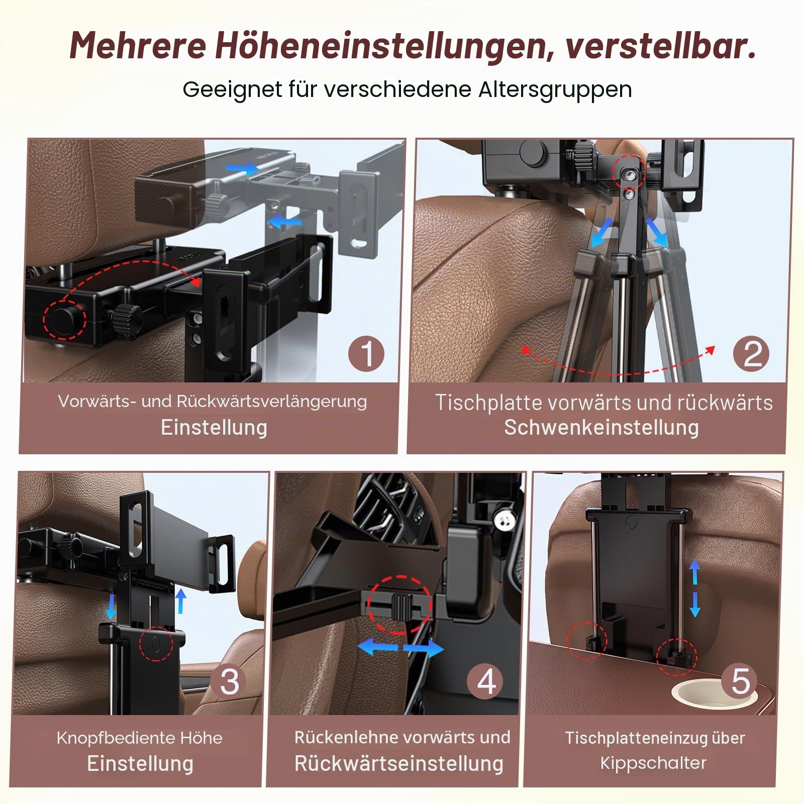 Auto Tisch für Rücksitz,Reisetisch Auto Kinder Erwachsene Auto Tisch für Rücksitz Beifahrer mit Getränkehalter und Universeller Tablet- und Handyständer