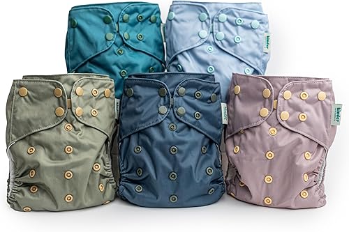 Kinder Juego de 5 pañales de tela reutilizables para bebé, estilo bolsillo, camiseta atlética que absorbe la humedad, recién nacido a orinal 7-60