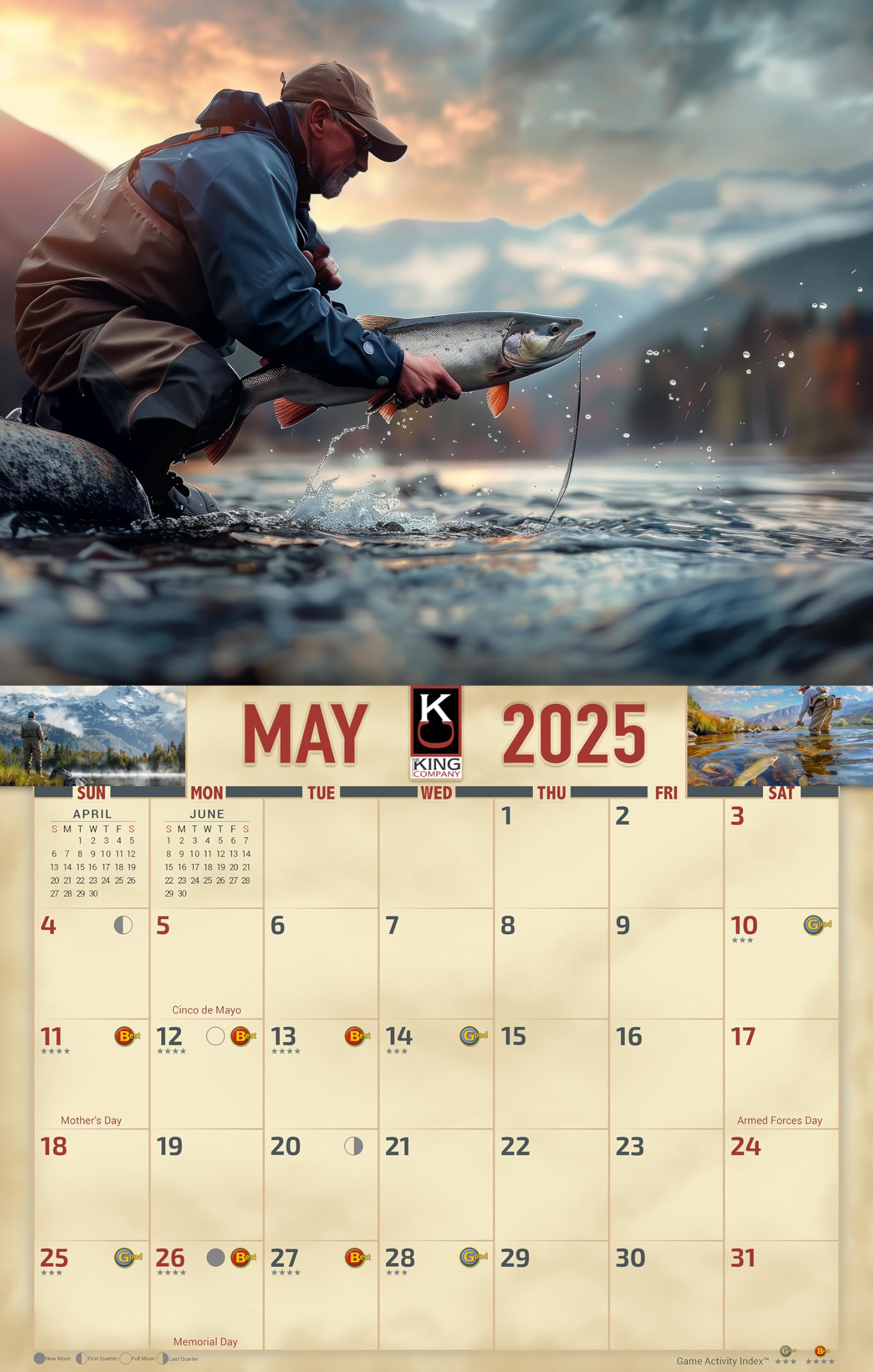 2025-fresh-water-fishing-wall-calendar-16-month-x-large-size-14x22-best-fishing-calendar-by-the-king-company-monster-calendars-office-products-amazon-com