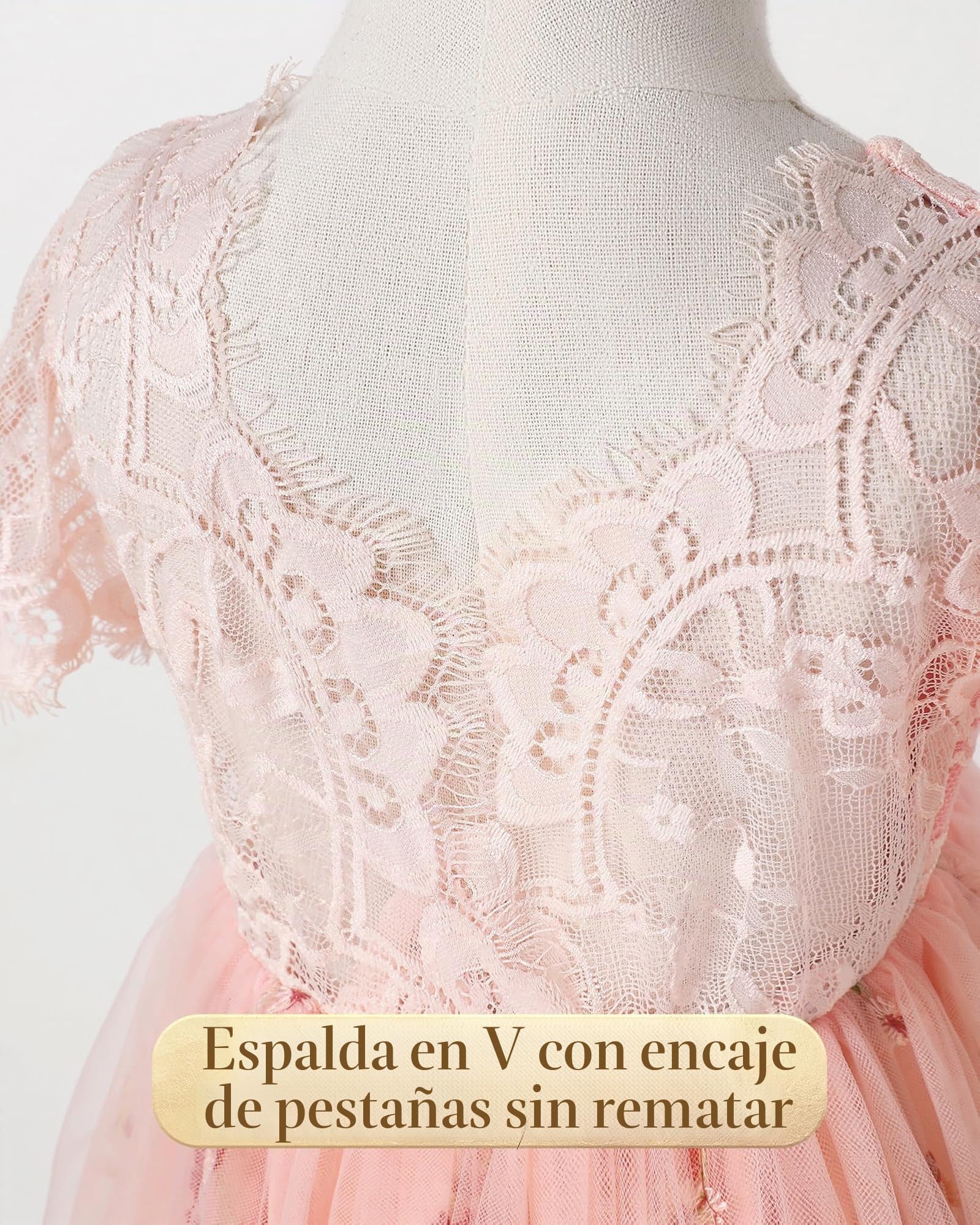 Flor NiñA Vestidos Vestido De Encaje De Espalda Y Bordados Florales CumpleañOs Tutú Vestidos De Tul Vestido Festivo Chica Vestido De Noche Vestido De CóCtel Vestido Pageant Prom 2-8 AñO