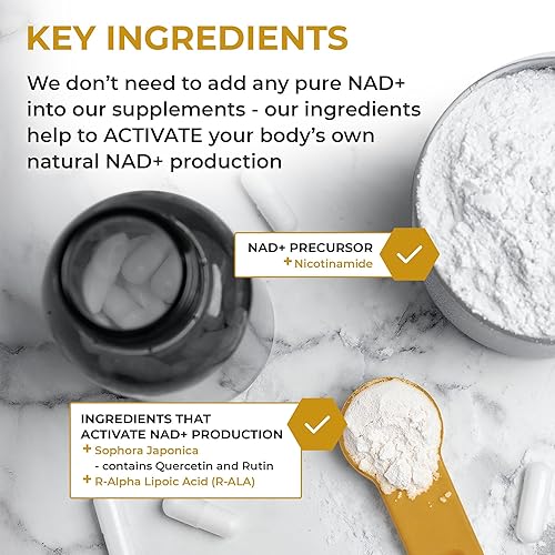 Miniatura 6 de Nuchido TIME+ NAD+ Suplemento para hombres y mujeres, fórmula avanzada para un envejecimiento saludable, energía, concentración, salud celular y