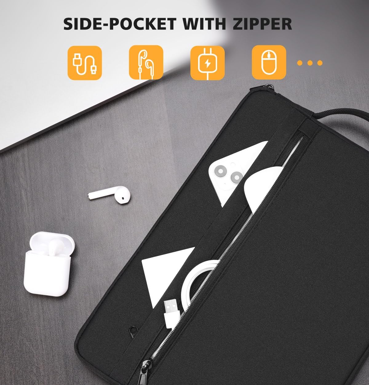 KIZUNA Laptop Tablet Sleeve 10 Inch Water-Resistant Computer Case Hand Bag for 9.7"- 11" iPad Pro/10.2 iPad/10.9 iPad/10.5" Samsung Galaxy Tab/10.5" Surface Go 3/10.1" Lenovo Smart,Black - Image 2