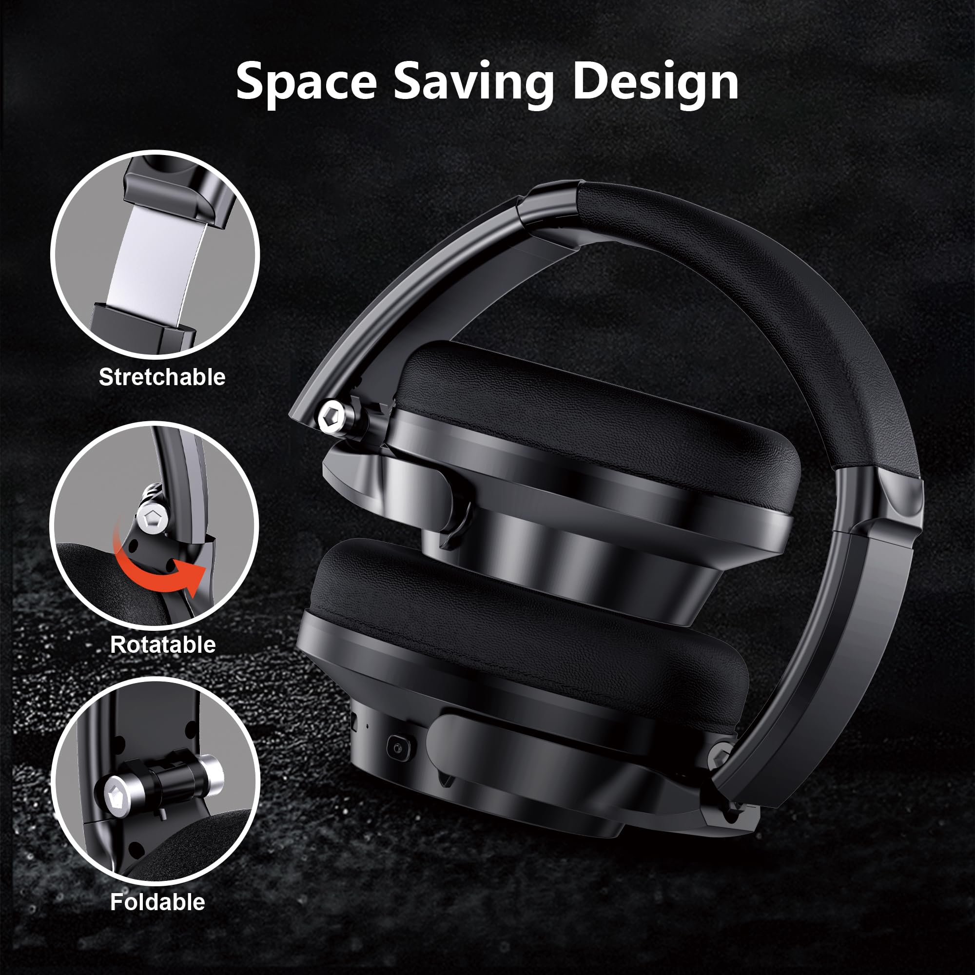 Cuffie wireless over-ear, 70 ore di riproduzione, cuffie wireless Bluetooth 5.1, modalità 3EQ e cuffie stereo Hi-Fi Bluetooth con bassi profondi, cuffie pieghevoli leggere con microfono per viaggio